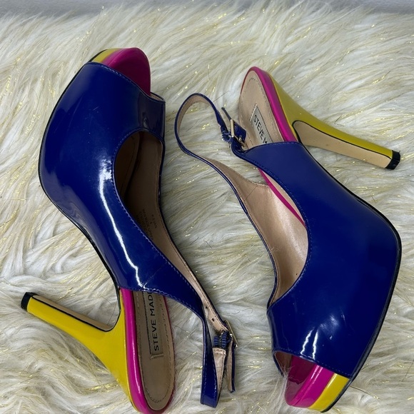 Steve Madden P-Evan Patent High Heel Slingback‎ Strap Open Toe 6 - Picture 3 of 11